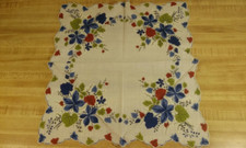 Vintage Autumn Leaves Linen Printed Hanky Leaf Motif