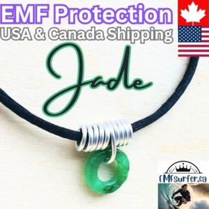 Collier pendentif Jade EMF aluminium de protection des bobines 26 de pouce, sac cadeau unisexe