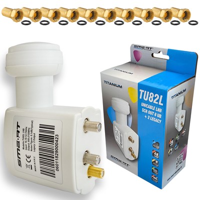 Smart Titanium TU82L Unicable LNB SCR +2Legacy 10 Receiver 10 F-Stecker UHD HDTV