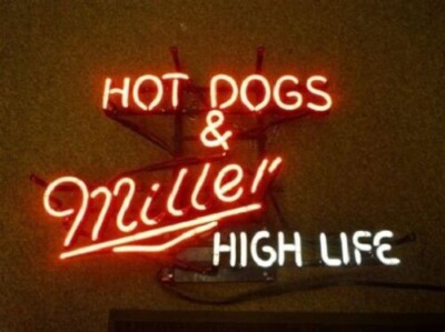 Hot Dog And Beer High Life Neon Sign 19x15 Bar Pub Restaurant Room Wall Decor