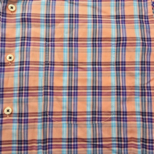 Peter Millar Crown Shirt Mens XL/2XL Orange Blue Plaid Button Down Summer Casual - Picture 3 of 8