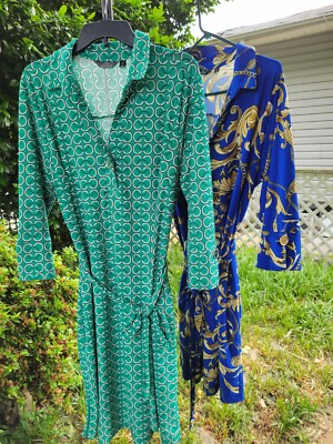 Mlle Gabrielle Dress Womens 2X 3/4 Sleeve (2 Dresses) Plus Size Tie Trendy