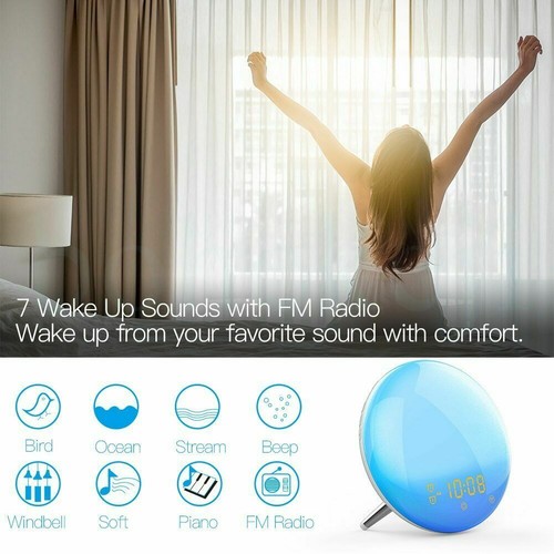 WiFi Smart Wake Up Light Workday Alarm Clock with 7 Colors Sunrise Sunset Tuya - Picture 3 of 6