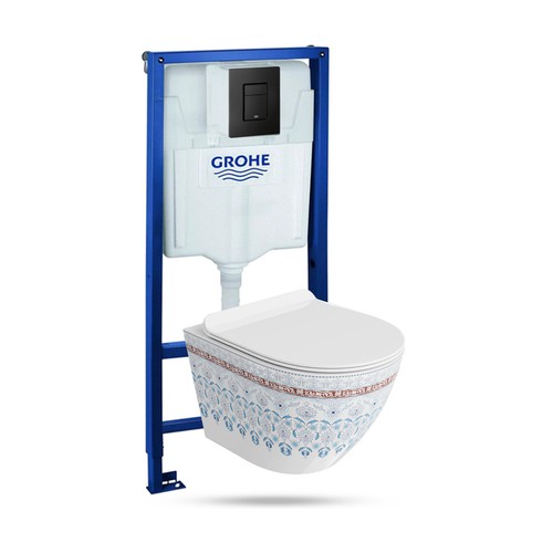 GROHE Vorwandelement Solido + Wand WC Sofi Slim Folklor + Knopf Set - Bild 10 von 29