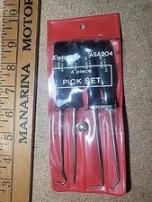 Vintage 1990's Snap-on USA ASA204 4-Piece Mini Pick & Hook Set With Case