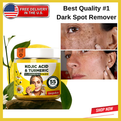 Turmeric Kojic Acid &Facial Exfoliating Peel Cleansing 55 Pads Dark Spot Remover