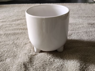 White Ceramic Plant Pot- 4.5 Inches Wide By 4.5 Inches Deep