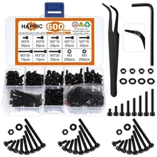 600-Pc M3 Screw Kit - Versatile Fasteners with Nuts & Washers Included