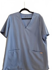 FIGS Catarina Technical Collection Scrub Top Blue Gray V-Neck Size XL w/Pockets
