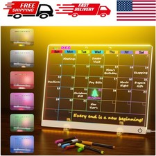 Vibrant Acrylic Dry Erase Board Calendar, 13.7"X10" LED with Stand & Markers