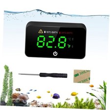 Digital Aquarium Thermometer, Stick-on Fish Tank Thermometer with LED Black