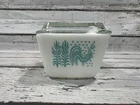 VTG Pyrex 502 Amish Butterprint Turquoise Blue 1 1/2 Pint Refrigerator Dish Lid