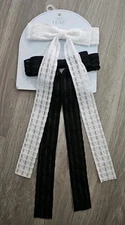 Lux Set Of 2 Hair Clip Bows White & Black  Capelli NY.