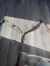 Mint/Coral bling custom tack set Breast collar and One ear head stall 