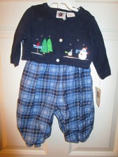 VINTAGE GOOD LAD OF PHILADELPHIA BABY CHRISTMAS ROMPER WITH SWEATER SIZE 6-9 MON