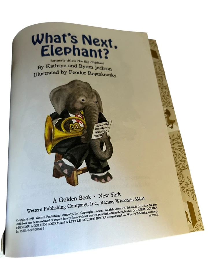 What's Next, Elephant? A Little Golden Book 206-61 HC Vintage Children's Book - Imagem 3 de 4