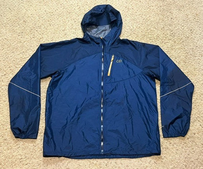 Outdoor Research Men Blue Helium Full Zip Rain Jacket Size XL EUC Pertex Shell
