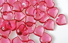 Rose Pink Acrylic Hearts for Vase Fillers, Table Scatter, or Decoration