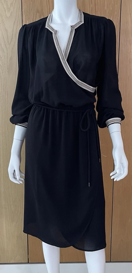 Vestido Country Road Midi Ajuste 10-12 Manga Larga Negro Transparente Forrado Rayón 98cm Busto Foto 2 de 4