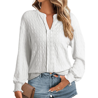 Damenbluse Mit Langen ÄRmeln, Knopfleiste, Casual, Weiß, XXL