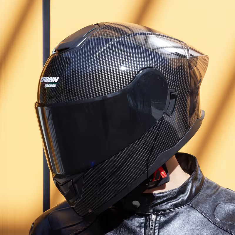 Motorcycle Helmets Modular Full Face Helmet Flip Up Carbon Fiber Pattern