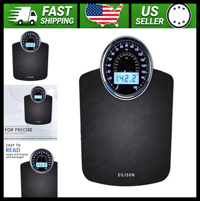 Eilison 2-in-1 Digital Analog Body Weight Scale 400 lb Tempered Glass