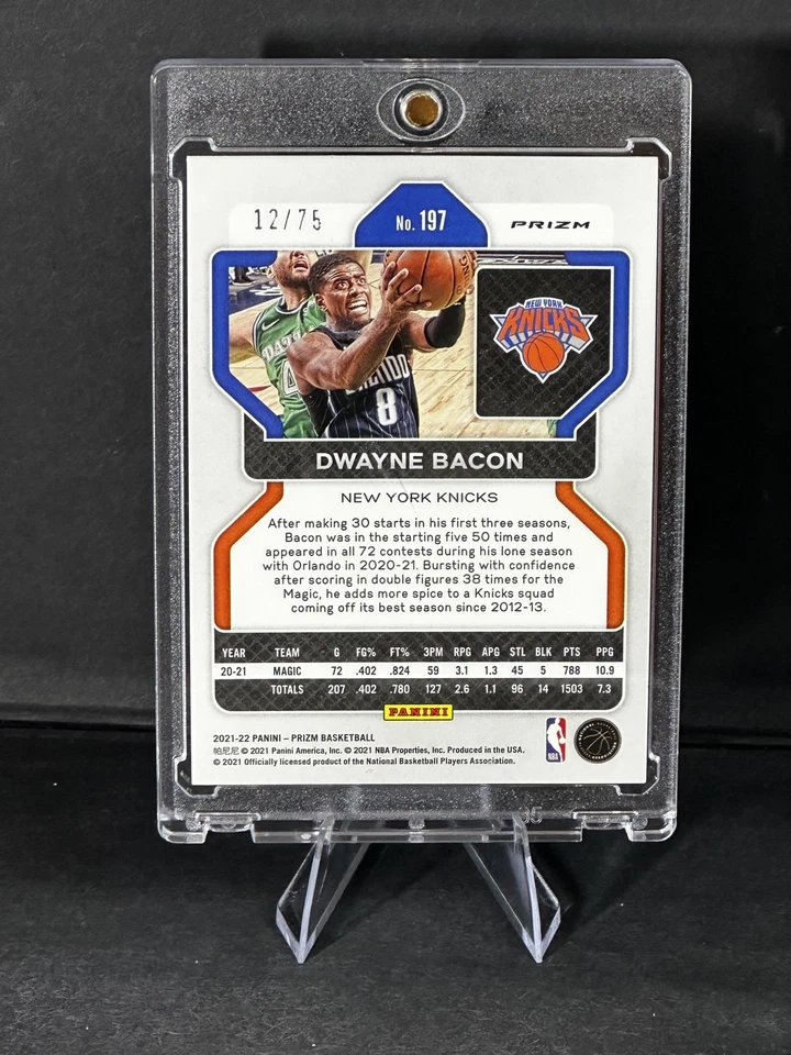 2021-22 Prizm Dwayne Bacon 75th NBA Anniversary Red Ice Prizm Rookie /75 SSP - Image 2 of 3
