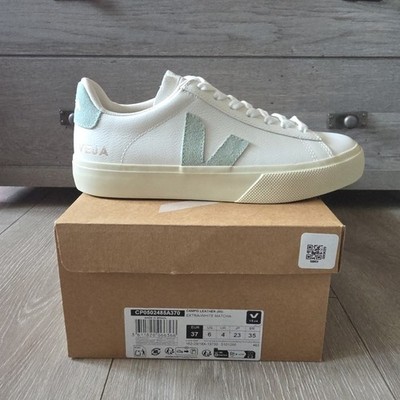 Veja Women's CAMPO LEATHER WHITE MATCHA Sneaker US Size 6