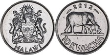 Malawi: 10 Kwacha stainless steel clad iron 2012 - UNC