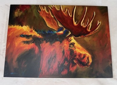 Colorful Moose Print Visual Edge Wall Art By DIANE WHITEHEAD Big Sky Carvers
