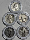 1928-1943 US Silver Quarter Lot x5 90% Silver Good Dates