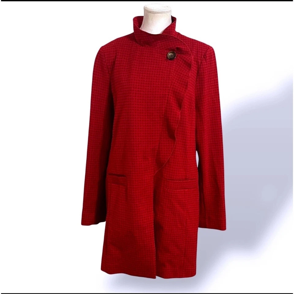 Chaqueta Cabi Pata de Gallo Topper Botón Frontal Abrigo de Carrera Rojo Talla L Foto 3 de 4