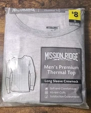 Mission Ridge Grey Thermal Long Sleeve Top Men Size  2XL
