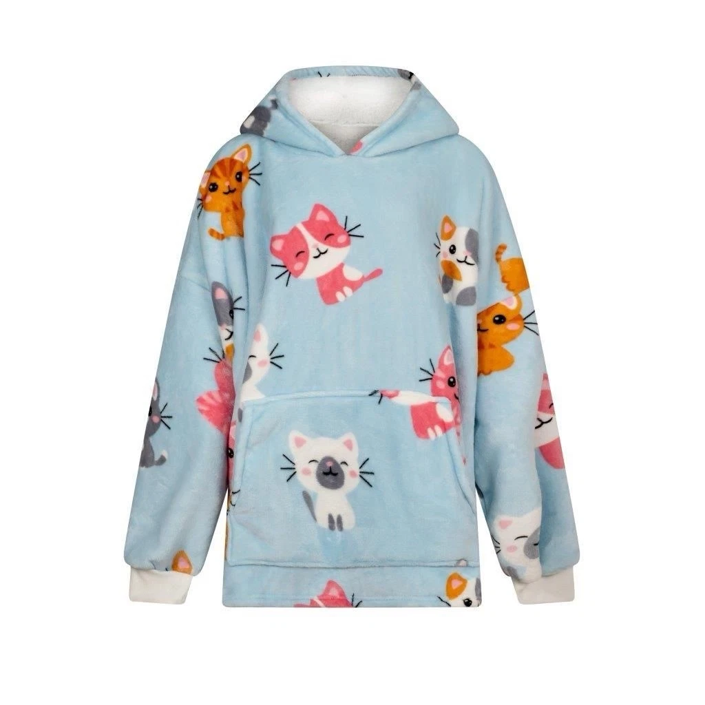 Oversized Blanket Hoodie - Cute Kittens