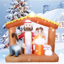 6FT Christmas Inflatable Nativity Jesus Holy Family Outdoor LED Yard Decoration