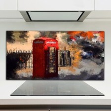 Kitchen Splashback Toughened Glass 120x60 London street phone box UK telephone
