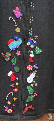Designers Originals Womens Sz M Zip Front Vest Christmas Holiday Embellished - Picture 3 of 6
