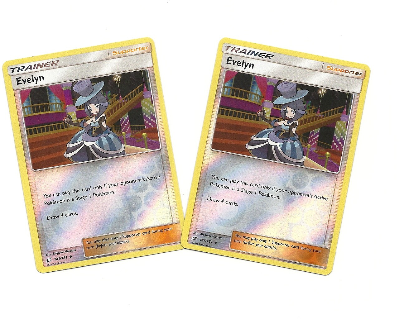 2x EVELYN 141/181- TEAM UP Pokemon Card- HTF REV HOLO TRAINER -NM/MINT