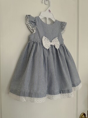 blue and white searsucker dress Striped Blue and White Seersucker Dress