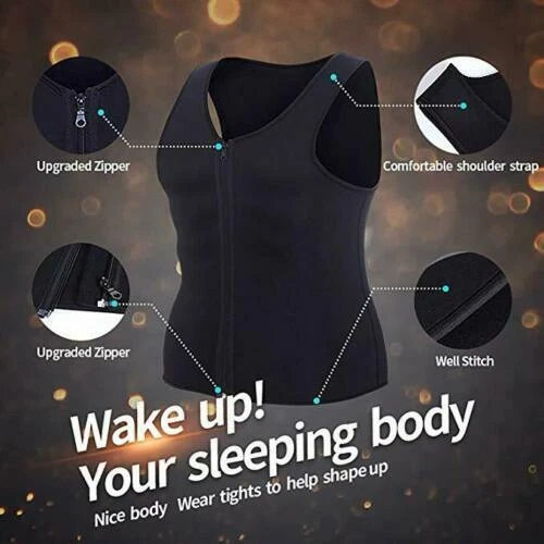 Hombres Neopreno Sauna Térmico Sudor Modelador de Cuerpo Entrenador de Cintura Quemador de Grasa Corsé Chaleco Foto 3 de 4
