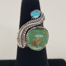 Sterling Silver Ring with Green  Blue Turquoise Southwest 4.6g Size 6 7230 