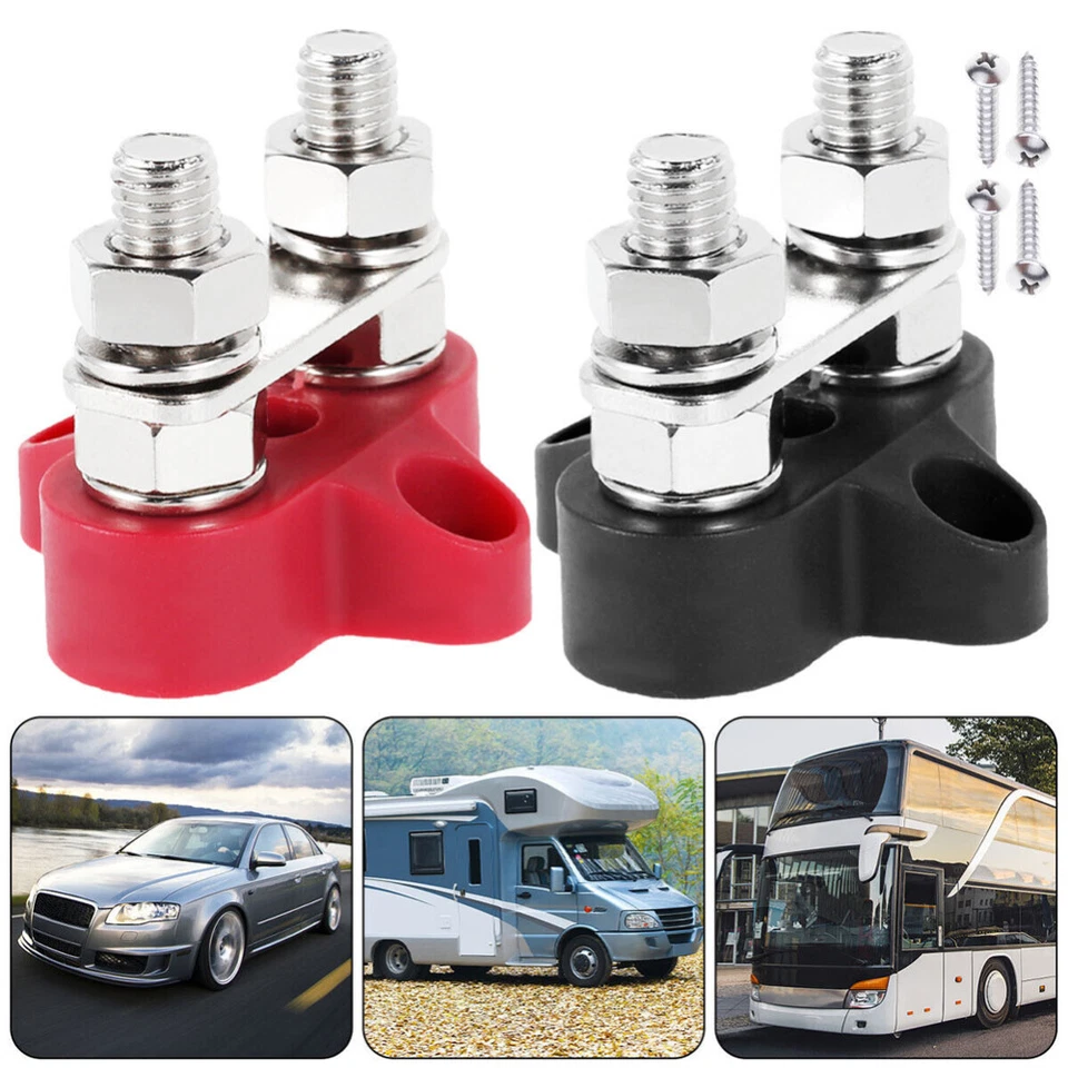 2Ps M8+M8 Bus Bar Terminal Blocks Heavy Duty Positive Power Distribution Studs