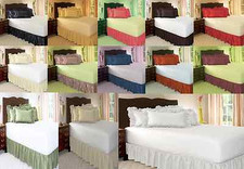 1PC MICROFIBER SOLID BEDDING BED DUST RUFFLE SKIRT 14" DROP BETWEEN MATTRESS