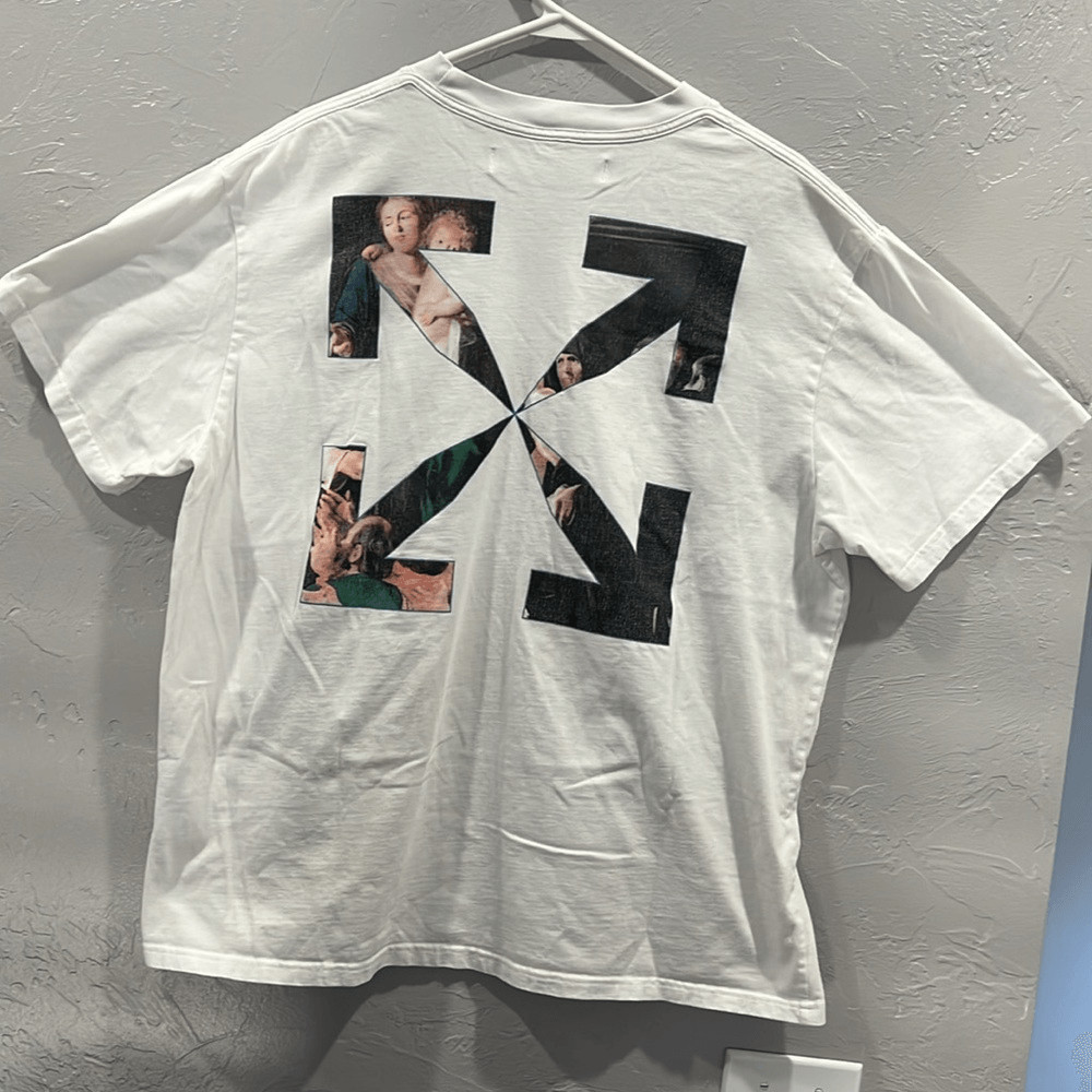 Off-White Caravaggio Painting White Graphic Tee  - RARE Designer T-Shirt - EUC image 7