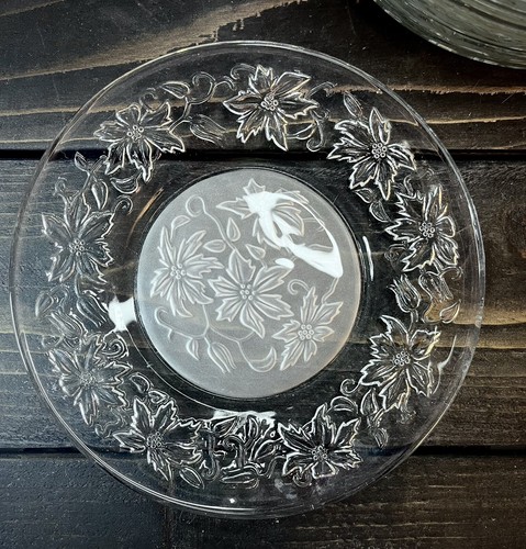Princess House Fantasia 8" Salad Plate Crystal Clear Frosted Center Single Plate