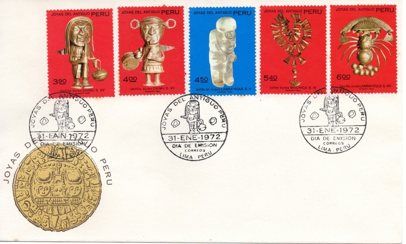 Ancient Peruvian Jewelry, Peru 1972, First Day Postmark Envelope, accept offers