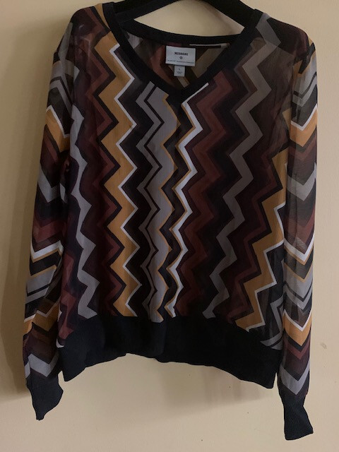 Missoni for Target Women's Long Sleeve V-Neck Chevron Multicore Top Size L