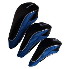 Golf 460cc Driver Fairway Wood Head Covers with Zipper Closure Set of 3 Black...