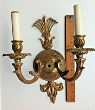 Vintage Sconce Ornate Bronze Wall Electric Beautiful Rococo Style Fancy 2 Light