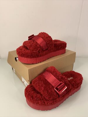 UGG CLassic Flufitta Sandal Ribbon Red Women's Size 7 1113475RBRD W/ Box